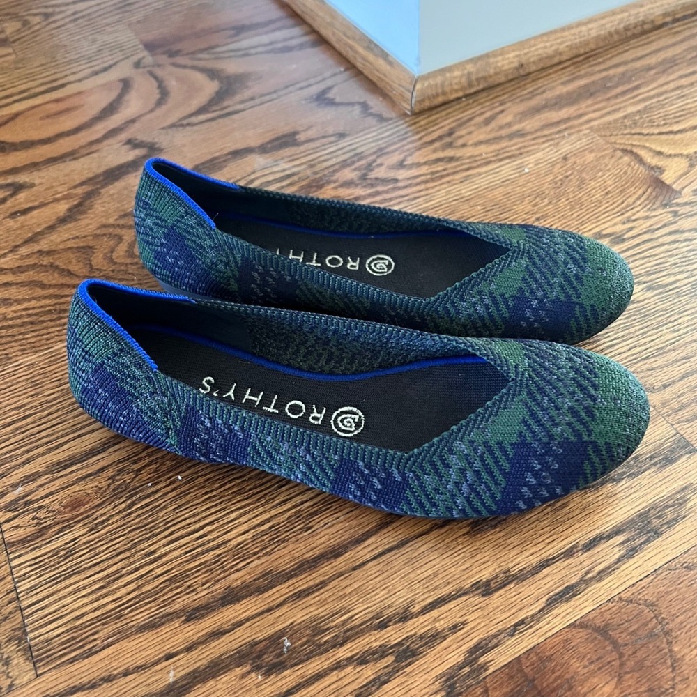 Rothys The Flat Flats in Discontinued Forest Tartan Plaid Color Way Womens 8 - Picture 11 of 15